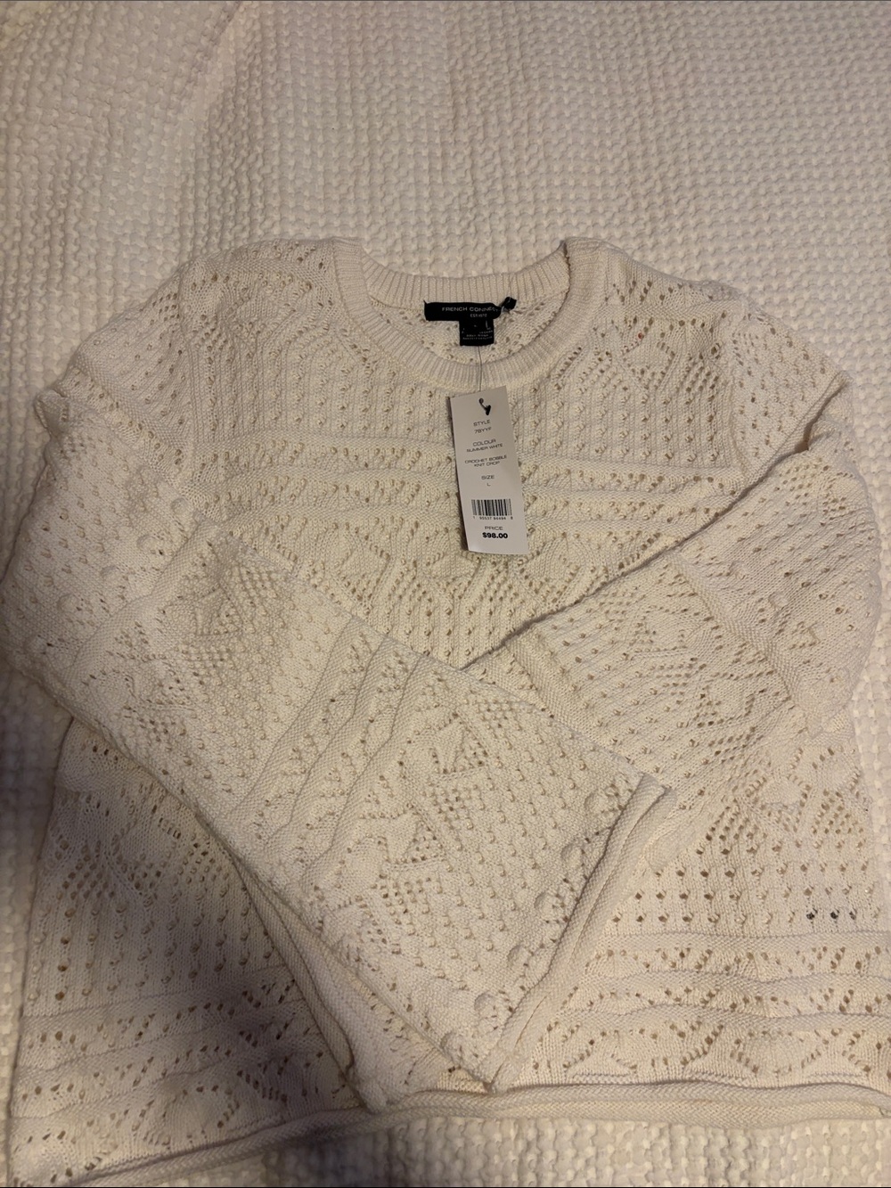 French Connection Cable Knit Crewneck Sweater - Cream